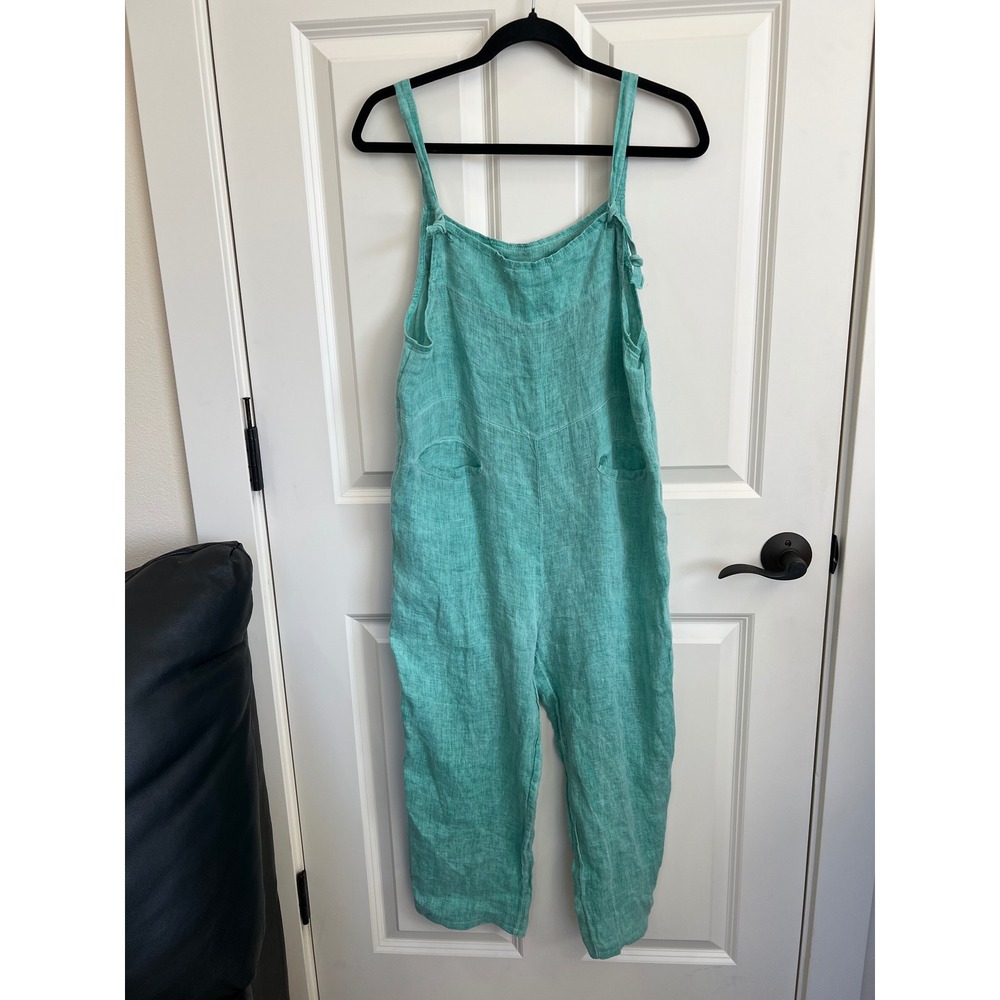 Meo Meli Green Linen Cropped Jumpsuit